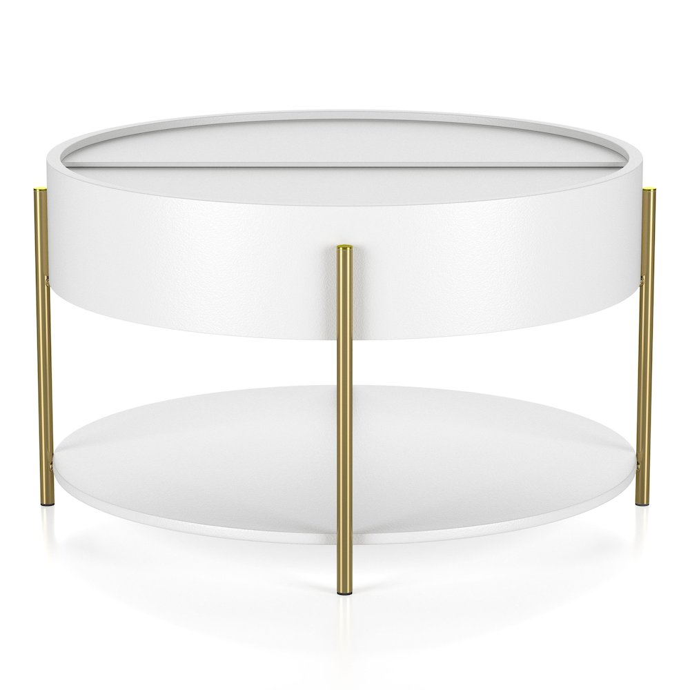 Haft Wood Coffee Table with Hidden Storage in White. Picture 2