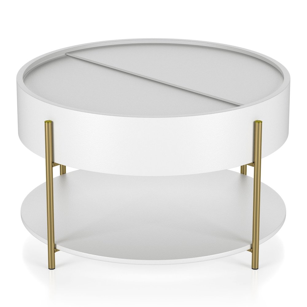 Haft Wood Coffee Table with Hidden Storage in White. Picture 3