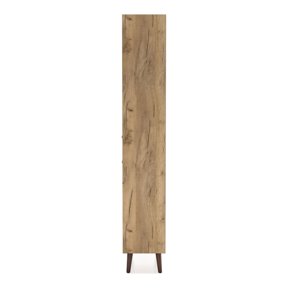 Finn Mid-Century Modern Wood 2-Drawer Bookcase in Light Oak. Picture 2