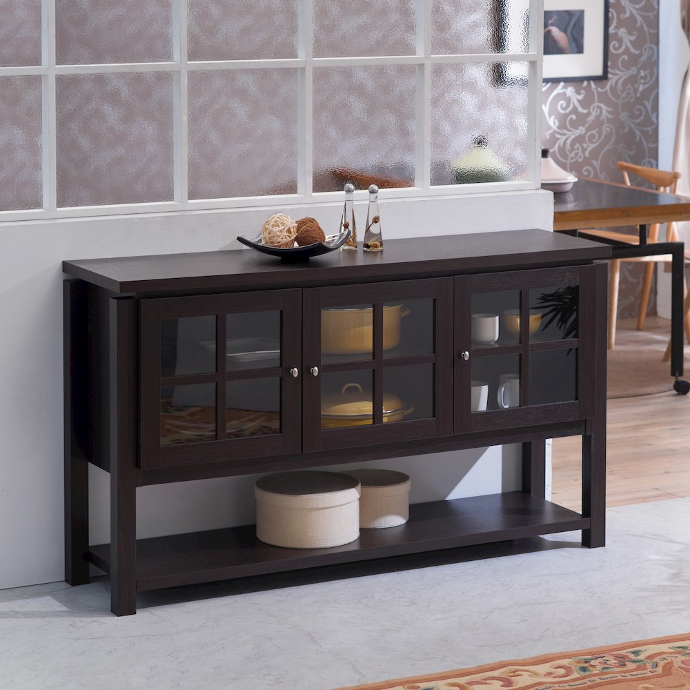 Tellun Contemporary Wood Multi-Storage Buffet in Walnut. Picture 4