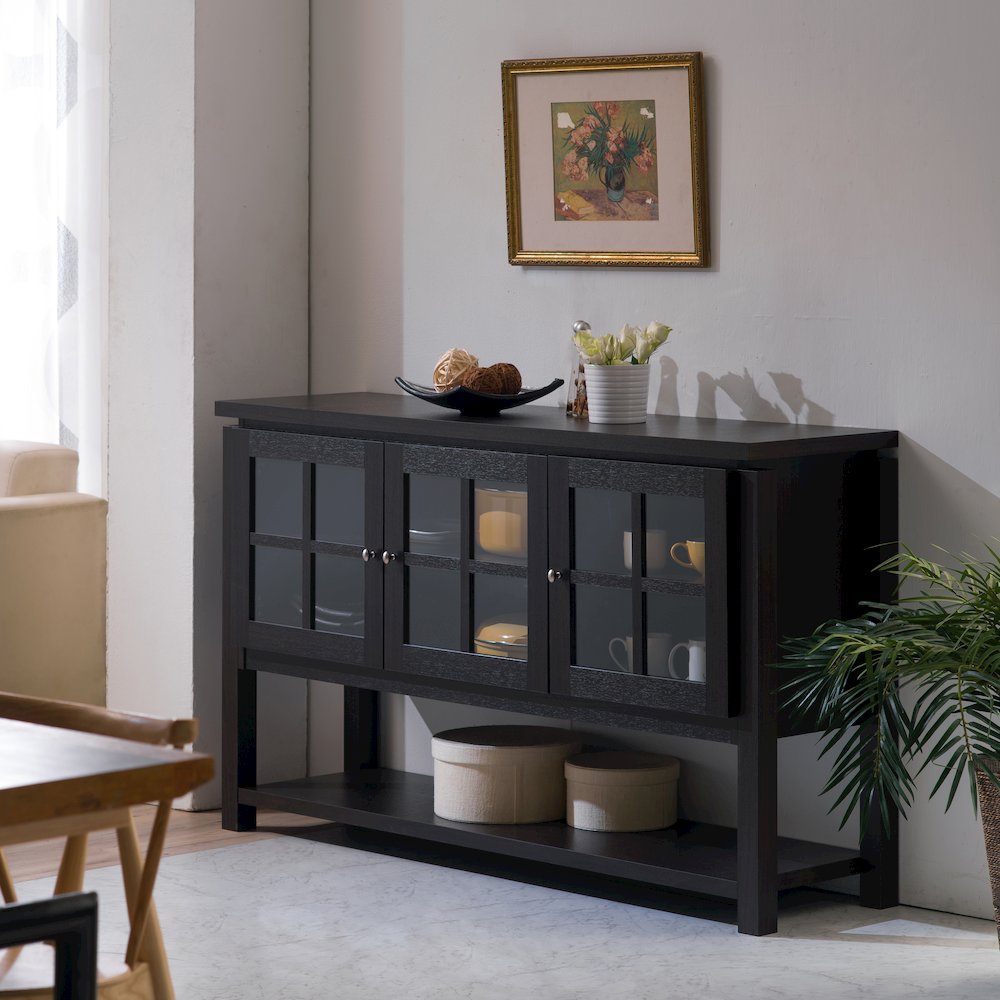 Tellun Contemporary Wood Multi-Storage Buffet in Walnut. Picture 5