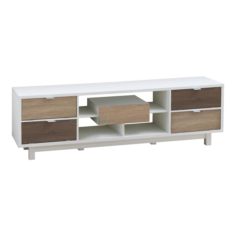 Aaron Contemporary Wood 71-inch TV Stand in White. Picture 1