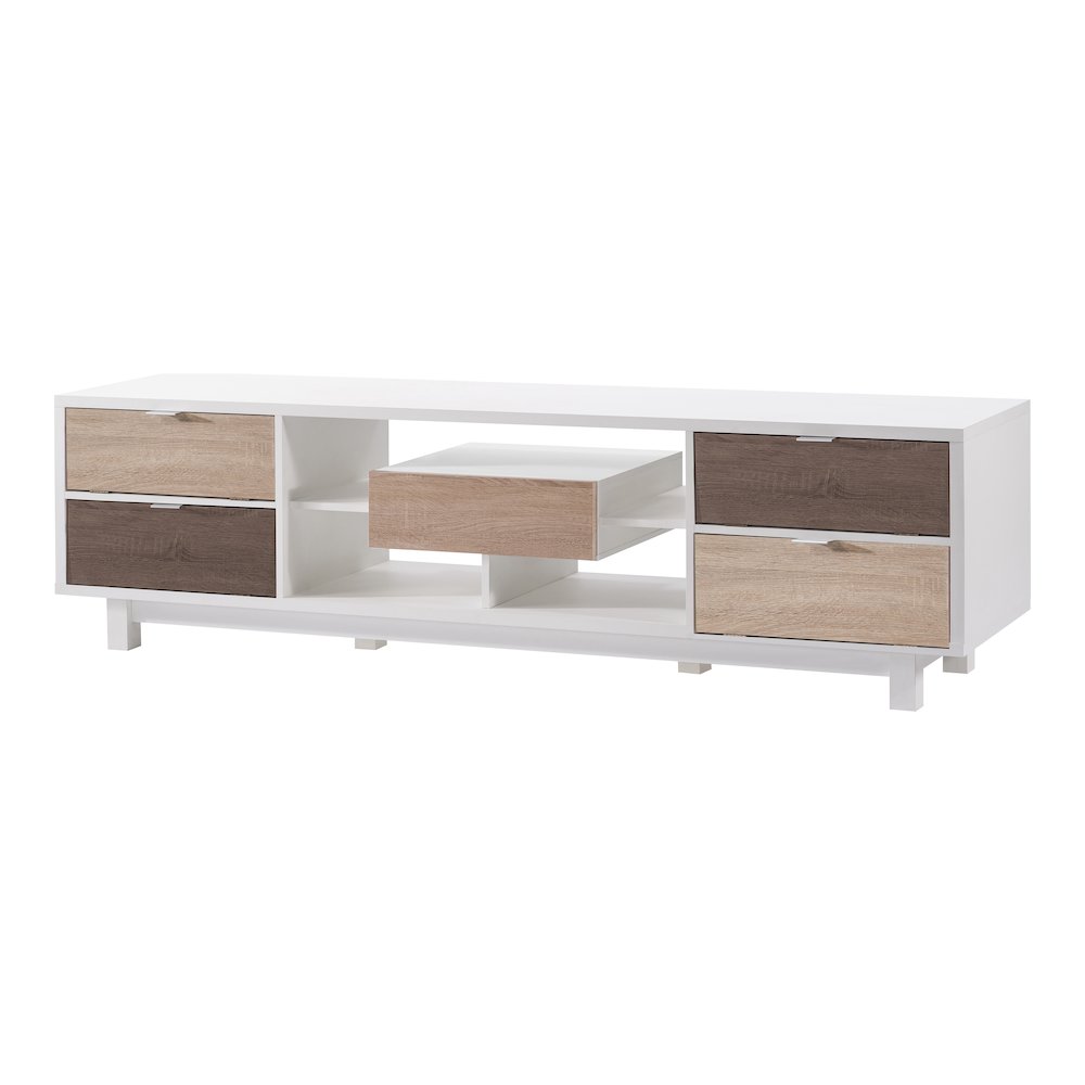 Aaron Contemporary Wood 71-inch TV Stand in White. Picture 2