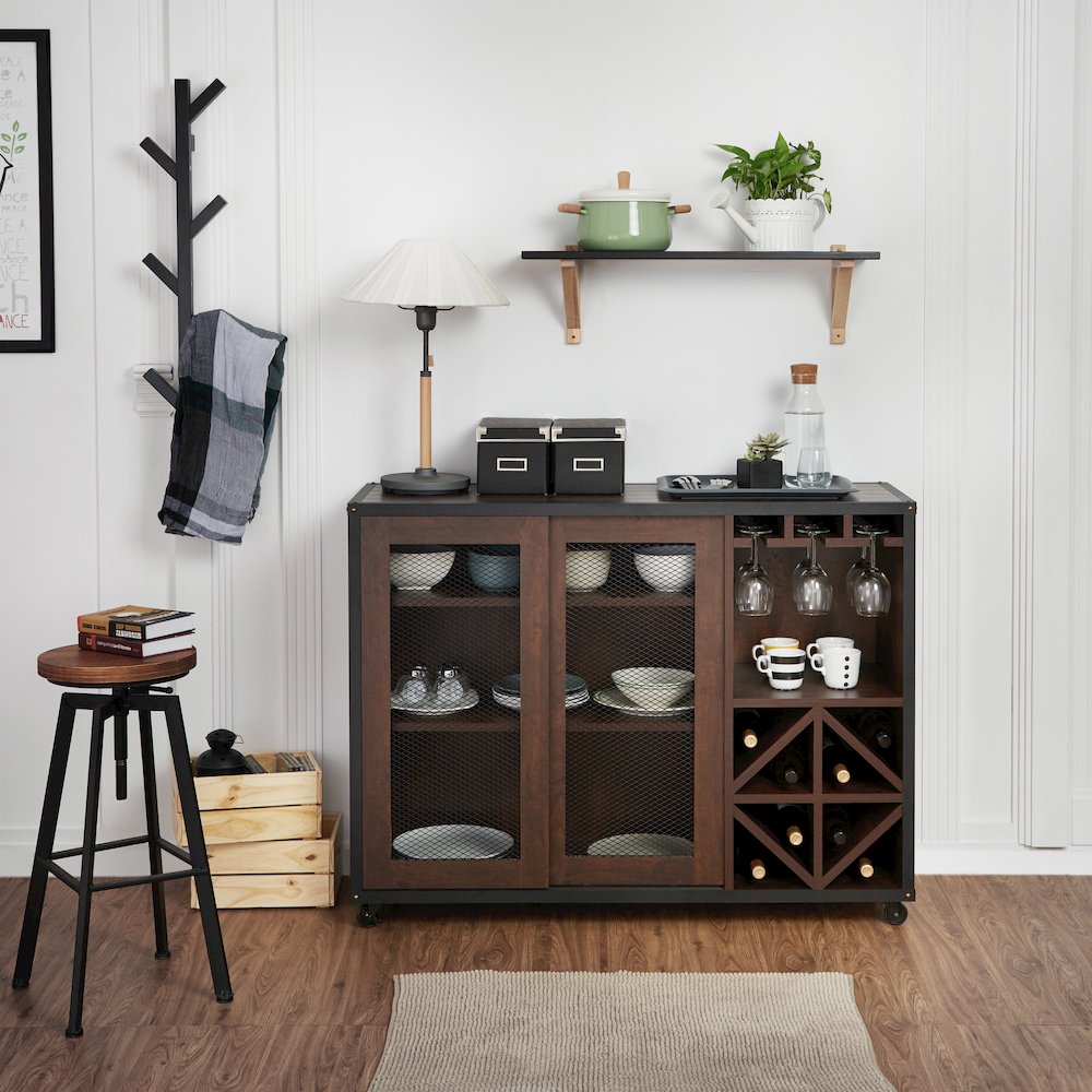 Alan Wood Multi-Storage Buffet with Casters in Walnut. Picture 4