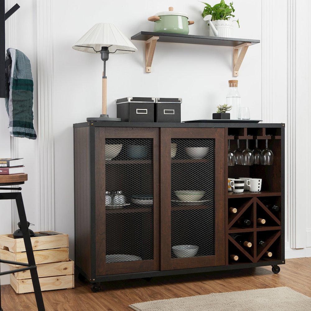 Alan Wood Multi-Storage Buffet with Casters in Walnut. Picture 5