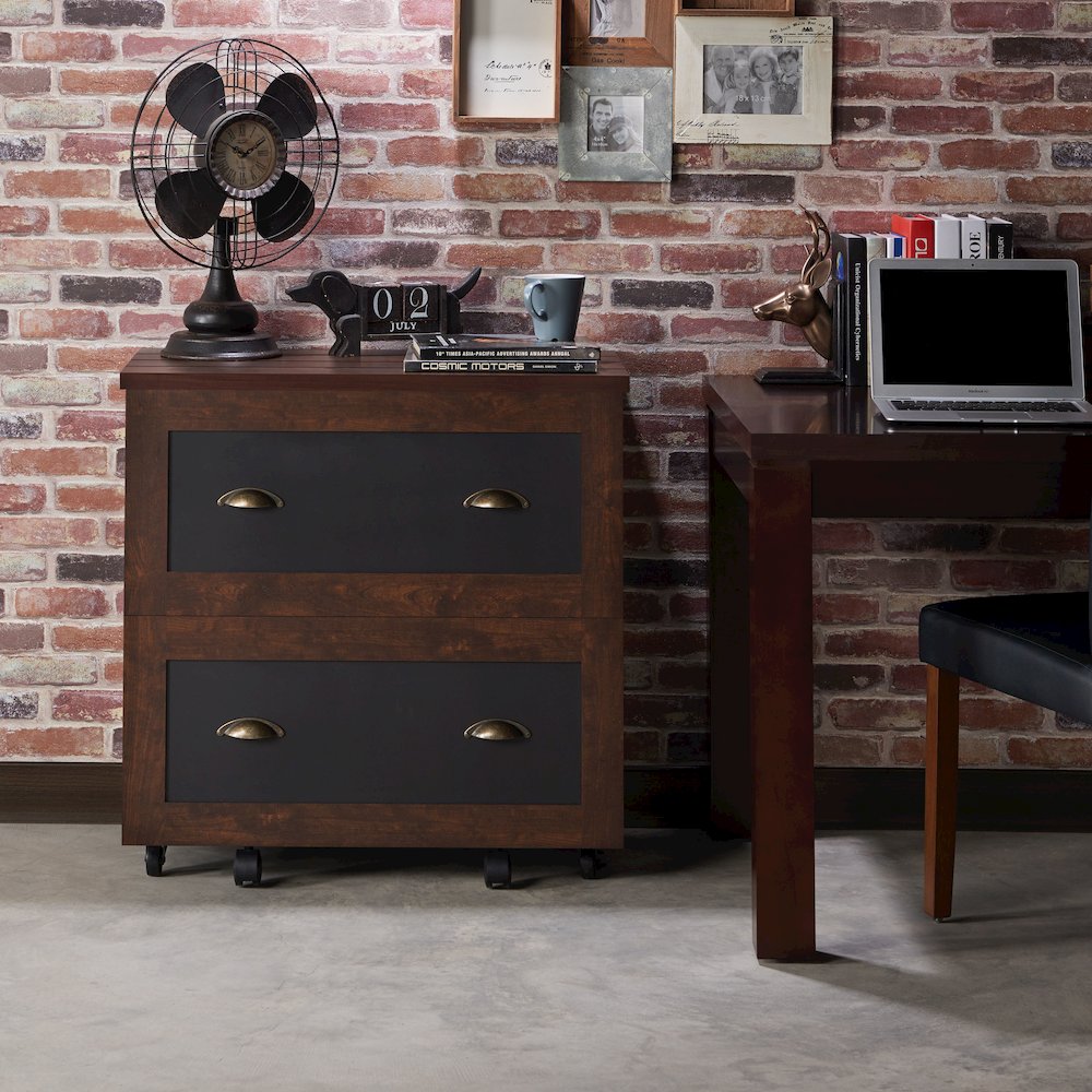 Waterford Wood 2-Drawer File Cabinet in Vintage Walnut. Picture 4