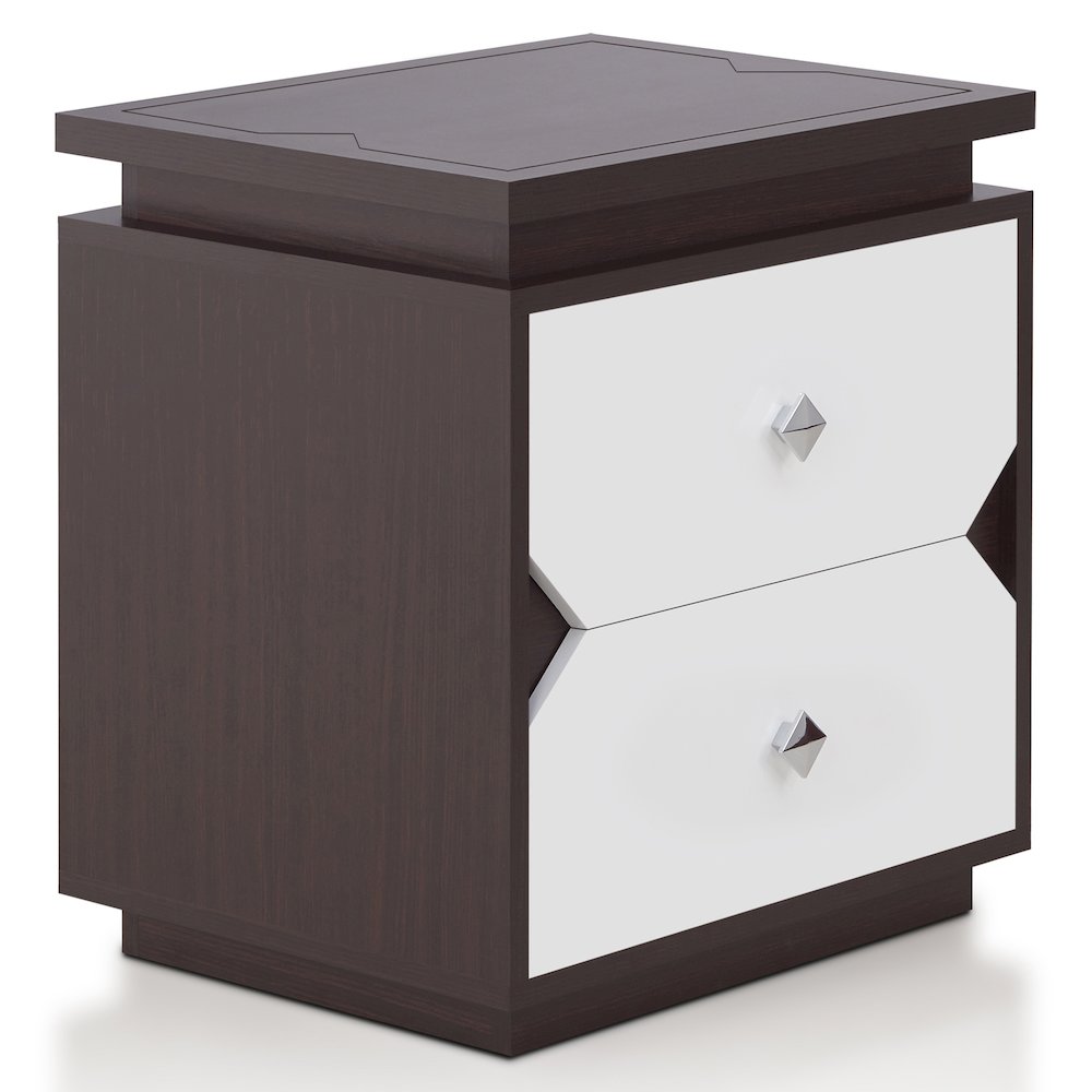 Reynard Contemporary Wood 2-Drawer End Table in Walnut. Picture 1