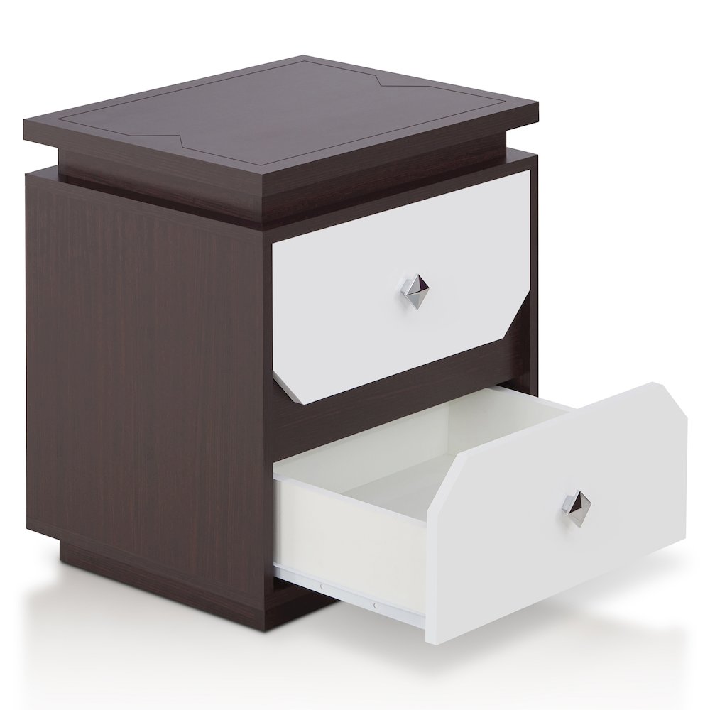 Reynard Contemporary Wood 2-Drawer End Table in Walnut. Picture 2