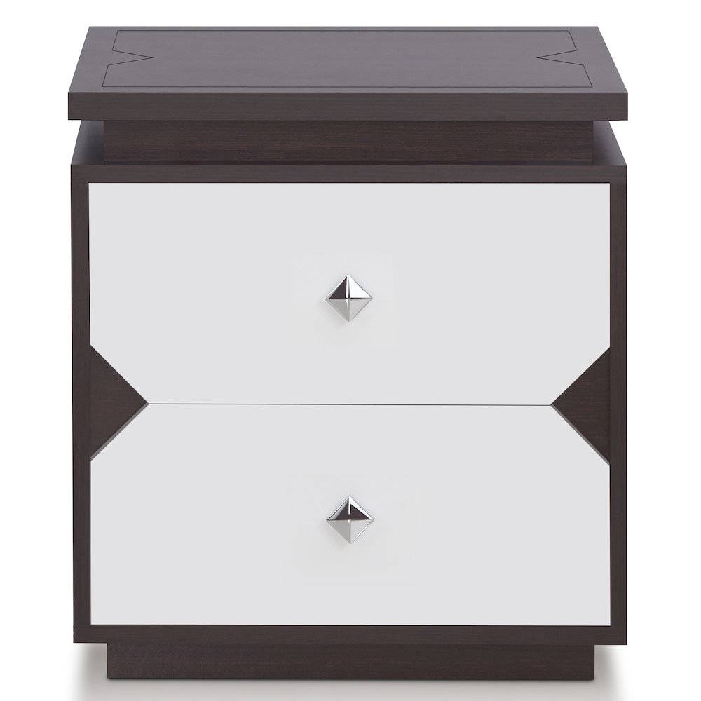 Reynard Contemporary Wood 2-Drawer End Table in Walnut. Picture 3