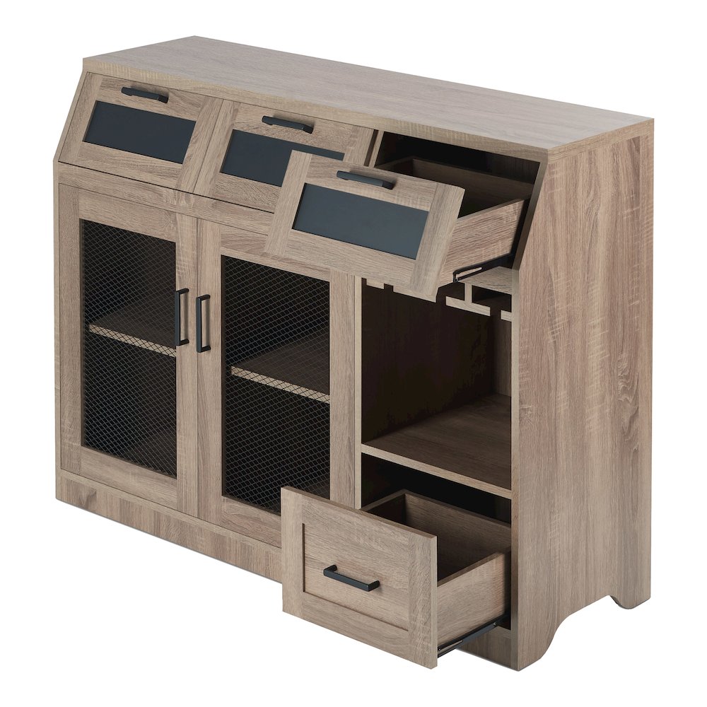 Coffman Wood Wine Storage Buffet in Chestnut Brown. Picture 2