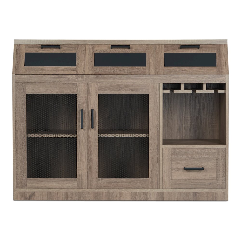 Coffman Wood Wine Storage Buffet in Chestnut Brown. Picture 3