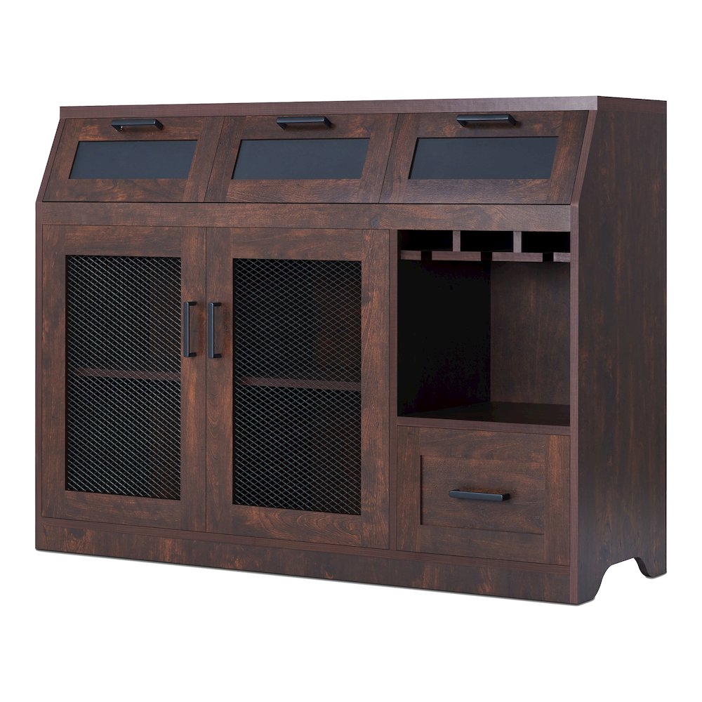 Coffman Wood Wine Storage Buffet in Vintage Walnut. Picture 1