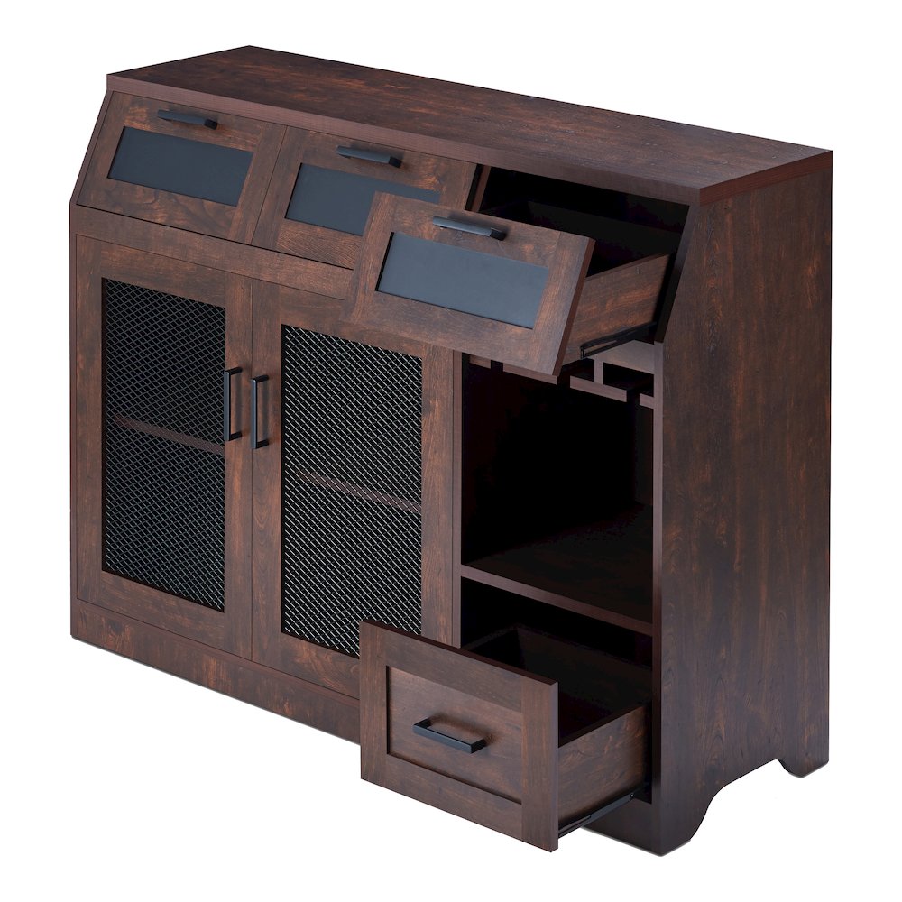 Coffman Wood Wine Storage Buffet in Vintage Walnut. Picture 2