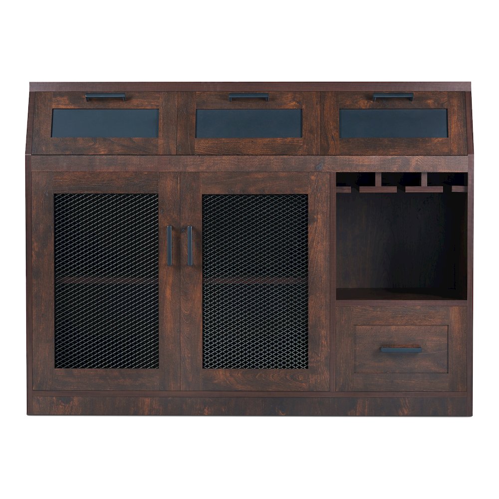 Coffman Wood Wine Storage Buffet in Vintage Walnut. Picture 3