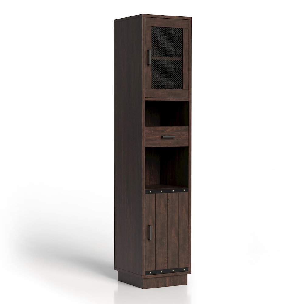 Jax Wood Multimedia Storage Tower Cabinet in Vintage Walnut. Picture 1
