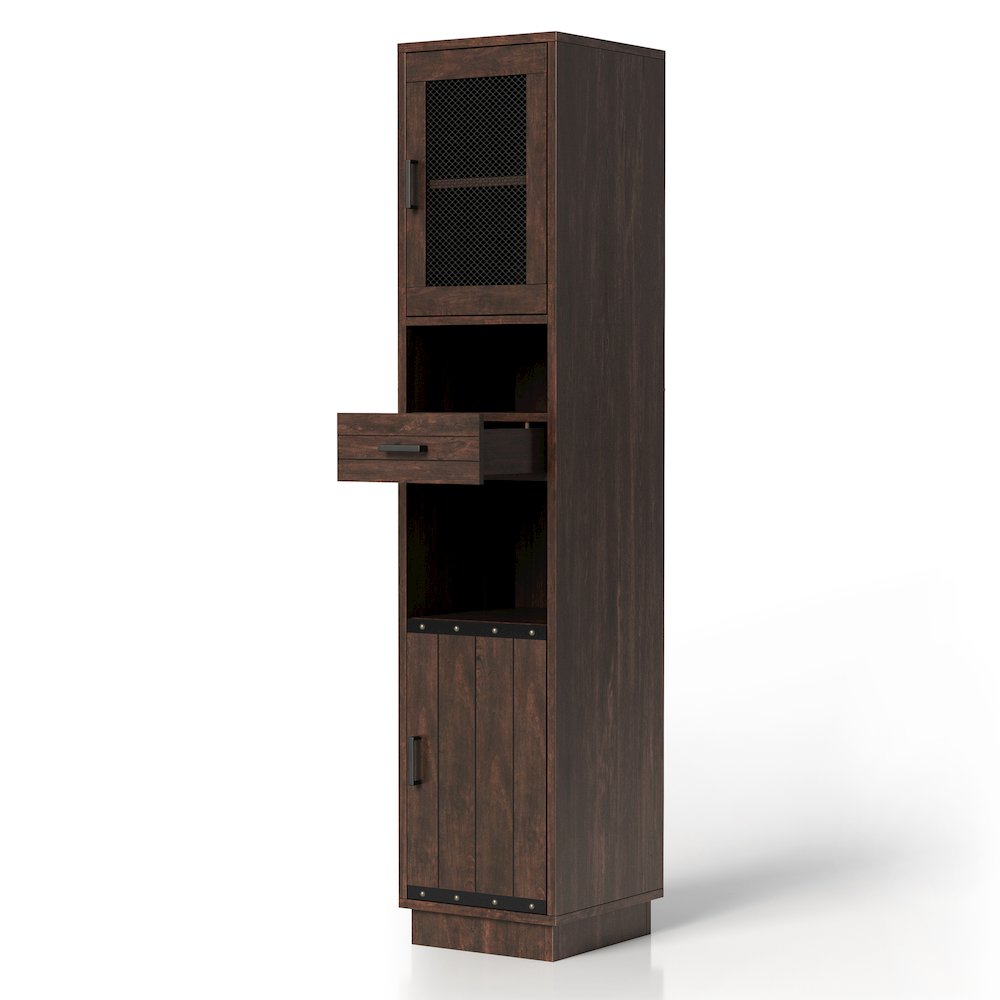 Jax Wood Multimedia Storage Tower Cabinet in Vintage Walnut. Picture 4