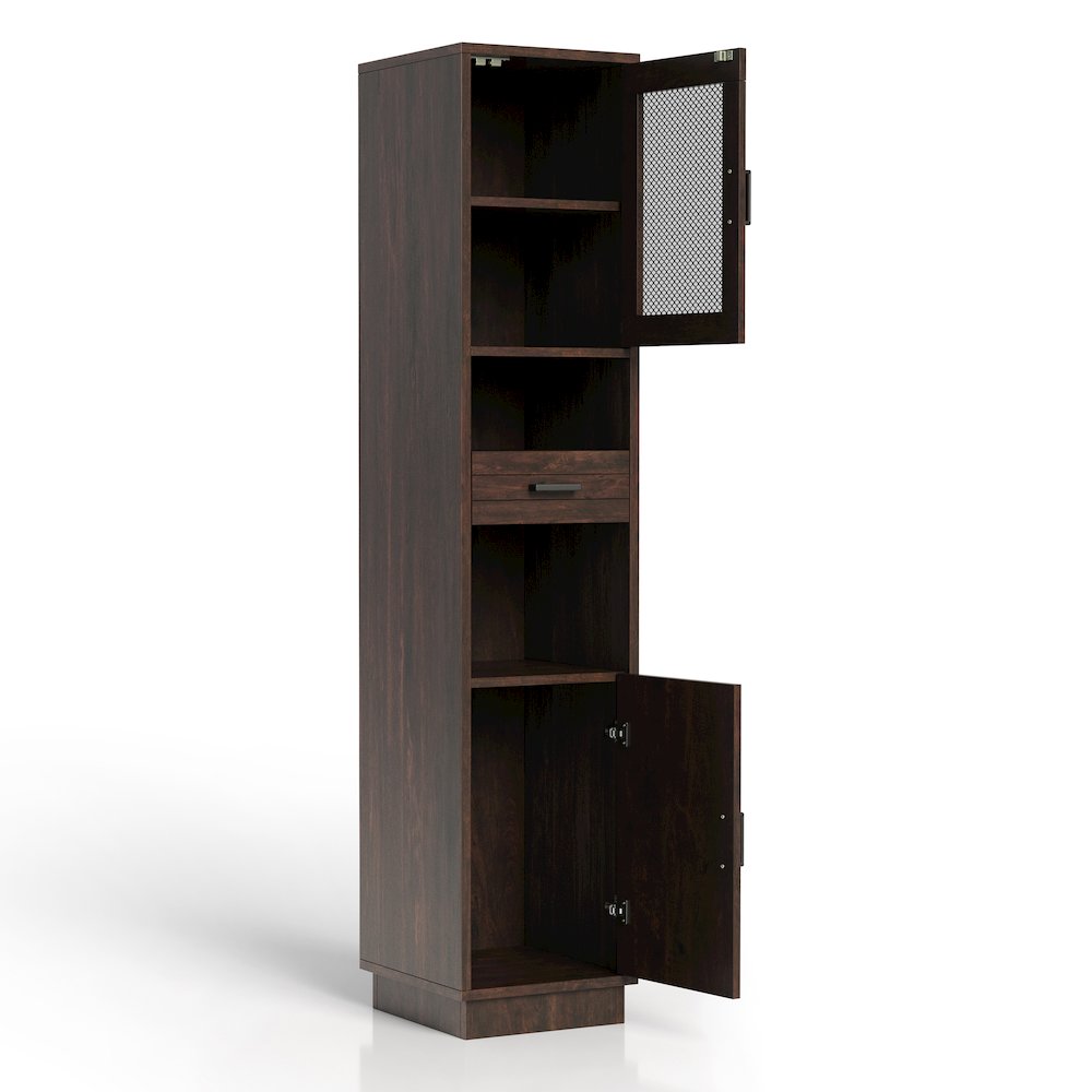 Jax Wood Multimedia Storage Tower Cabinet in Vintage Walnut. Picture 2