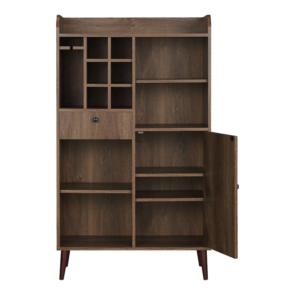 Alzon Wood Multi-Storage Wine Rack in Distressed Walnut. Picture 2
