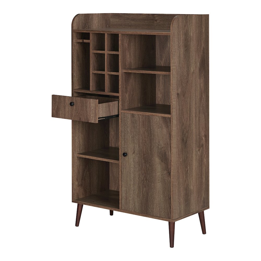 Alzon Wood Multi-Storage Wine Rack in Distressed Walnut. Picture 3