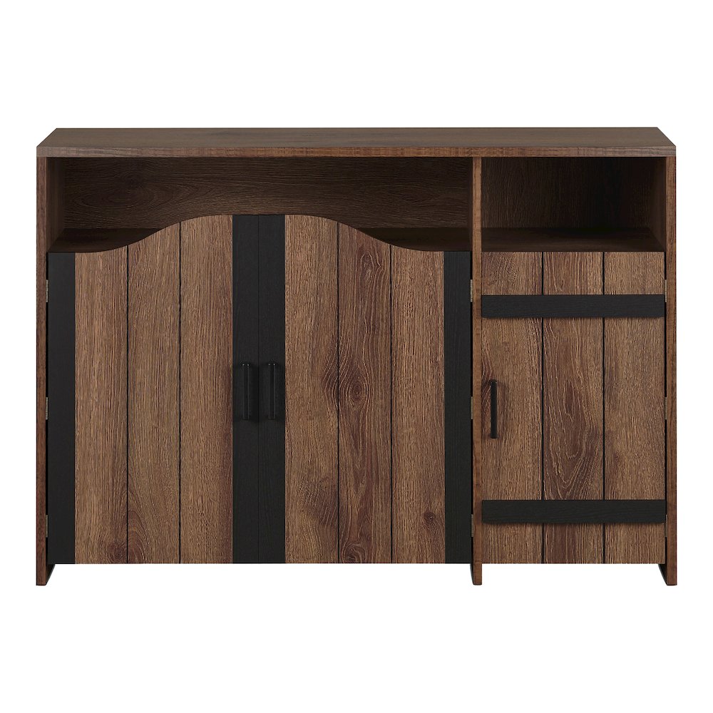 Helen Farmhouse Wood 6-Shelf Buffet in Distressed Walnut. Picture 2