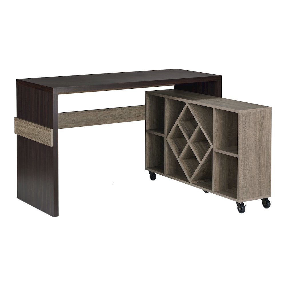 Minshew  Wood 2-Piece Convertible Desk with Bookcase Set in Brown. Picture 1