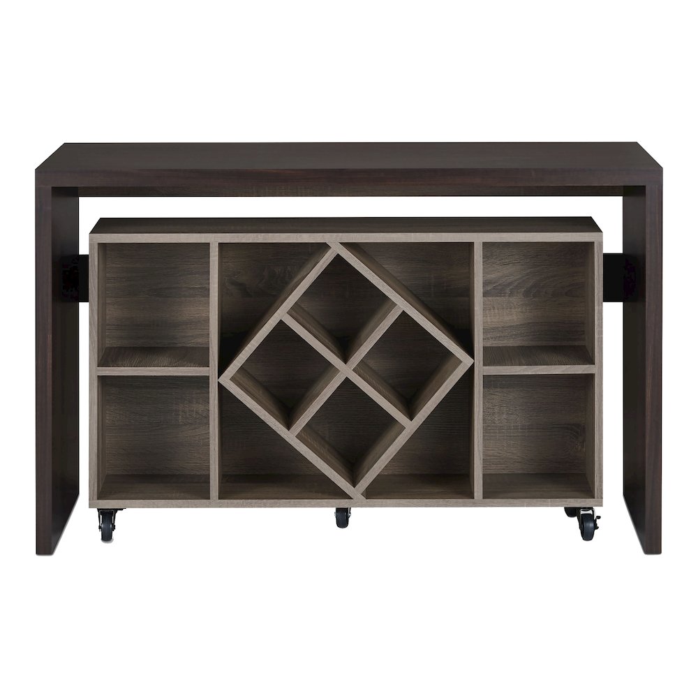 Minshew  Wood 2-Piece Convertible Desk with Bookcase Set in Brown. Picture 3