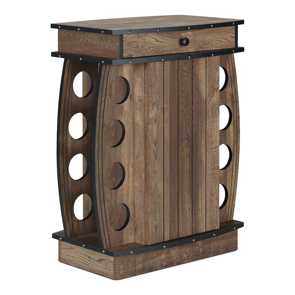 Edenz Rustic Wood 8-Bottle Wine Cabinet in Reclaimed Oak. Picture 1