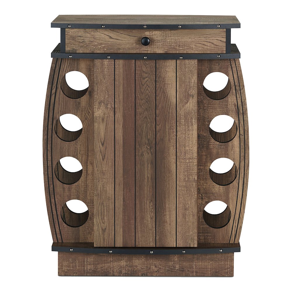 Edenz Rustic Wood 8-Bottle Wine Cabinet in Reclaimed Oak. Picture 2