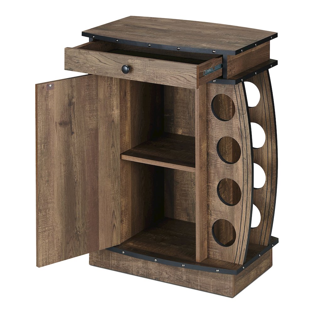 Edenz Rustic Wood 8-Bottle Wine Cabinet in Reclaimed Oak. Picture 3