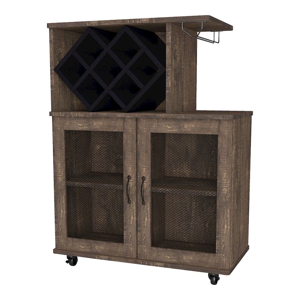 Codex Rustic Wood 4-Shelf Mini Bar in Reclaimed Oak. Picture 1