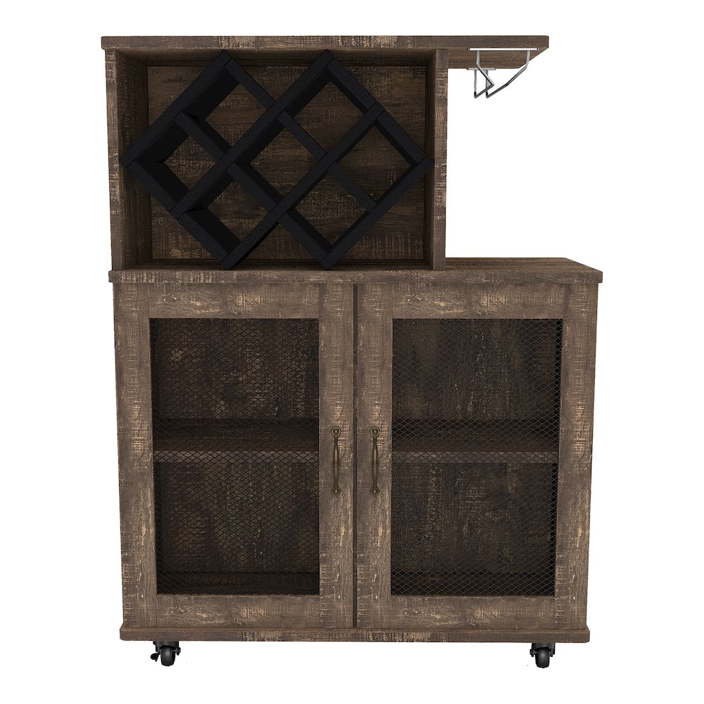 Codex Rustic Wood 4-Shelf Mini Bar in Reclaimed Oak. Picture 2