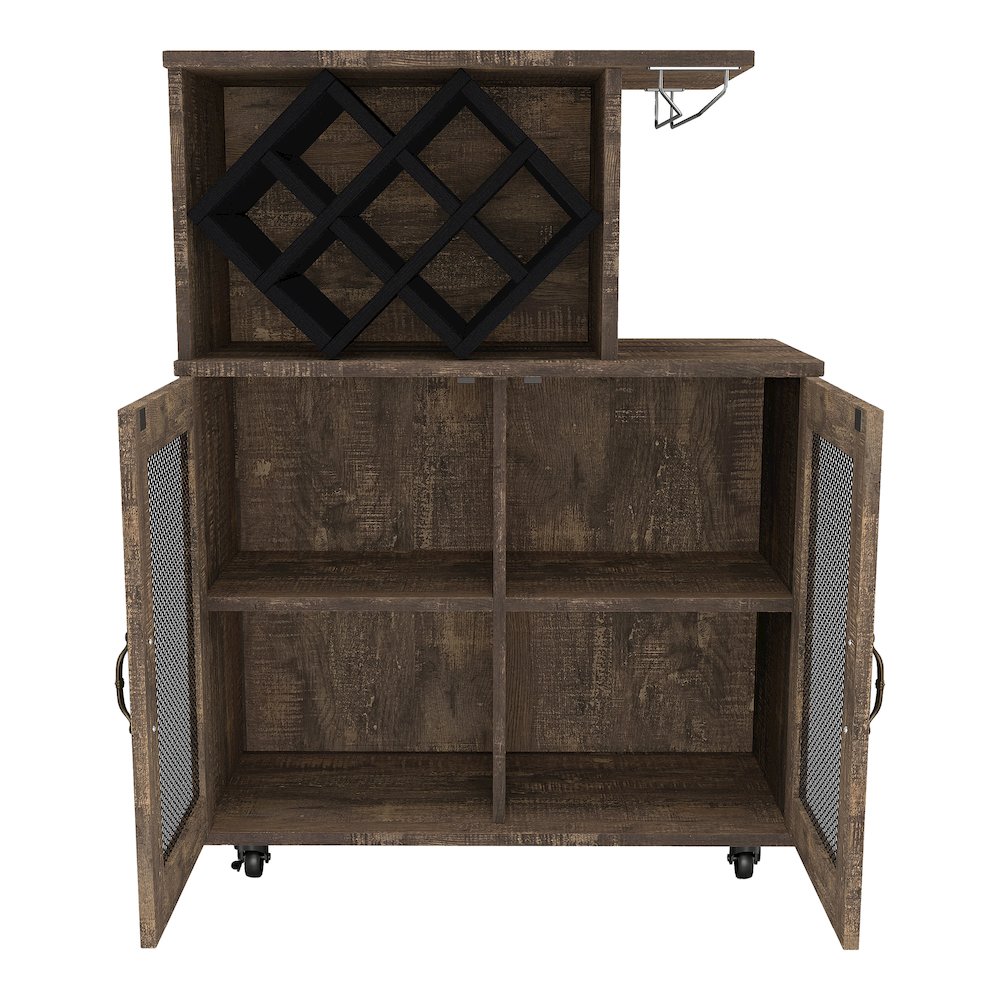 Codex Rustic Wood 4-Shelf Mini Bar in Reclaimed Oak. Picture 3