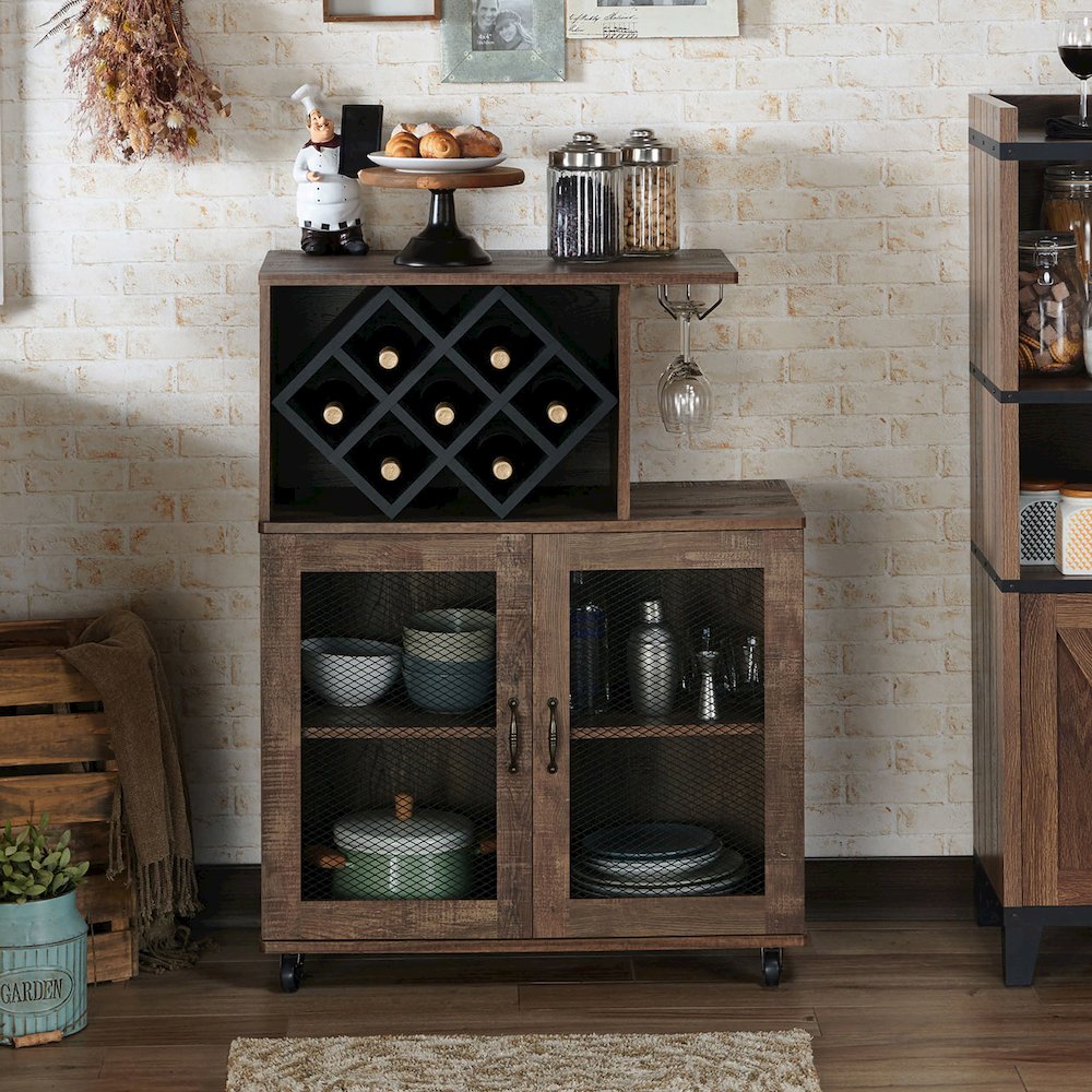 Codex Rustic Wood 4-Shelf Mini Bar in Reclaimed Oak. Picture 5