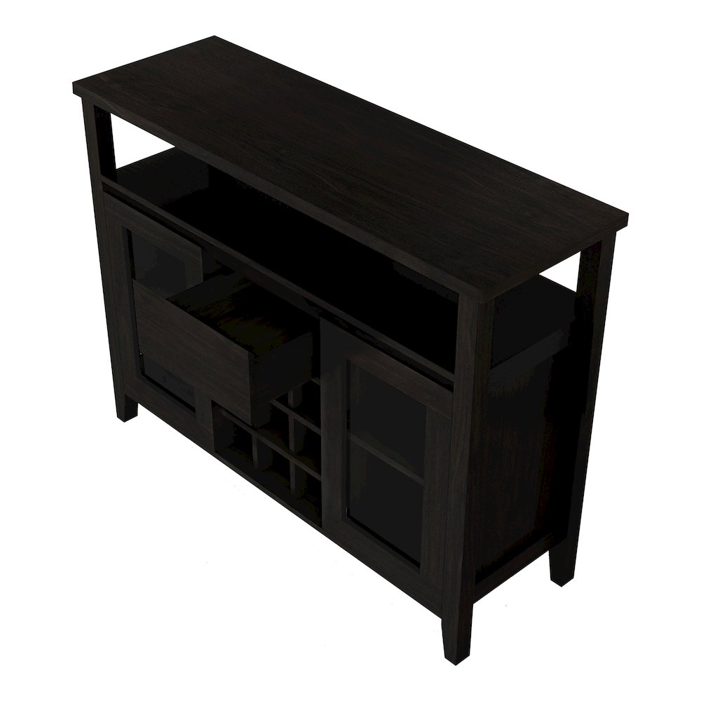 Elm Wood Buffet Table with Wine Rack in Espresso. Picture 3
