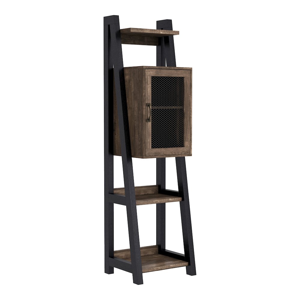 Acres Wood 6-Shelf Tower Cabinet in Brown. Picture 1