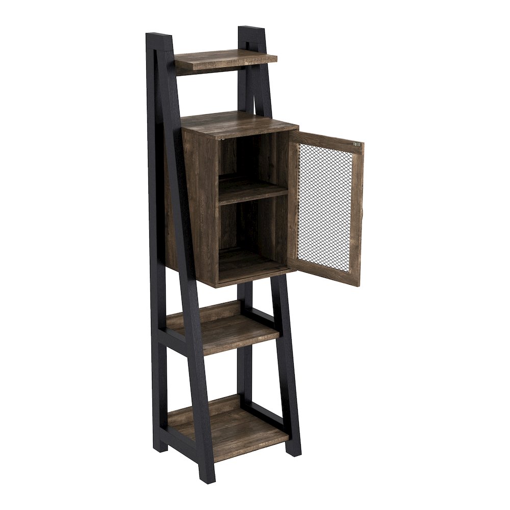 Acres Wood 6-Shelf Tower Cabinet in Brown. Picture 2