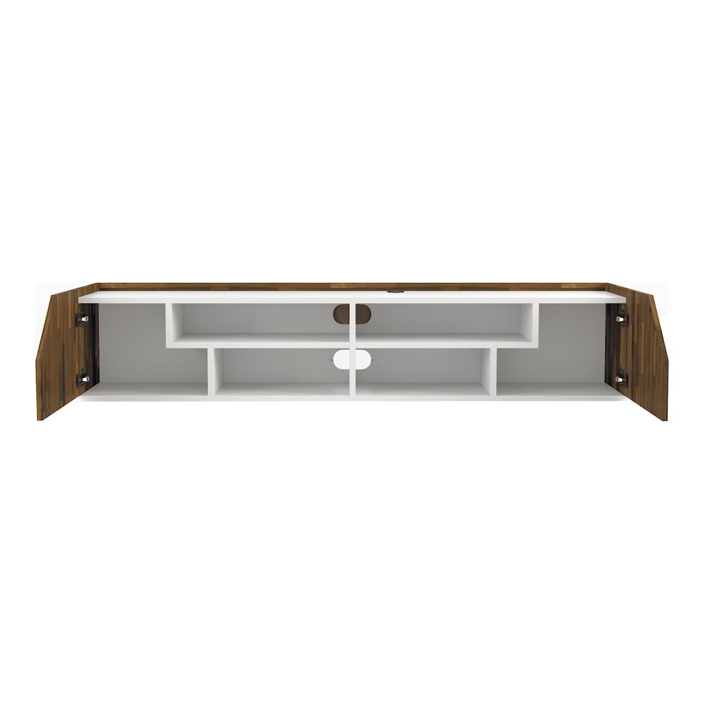 Hart Wood 4-Shelf Floating TV Console in White. Picture 3