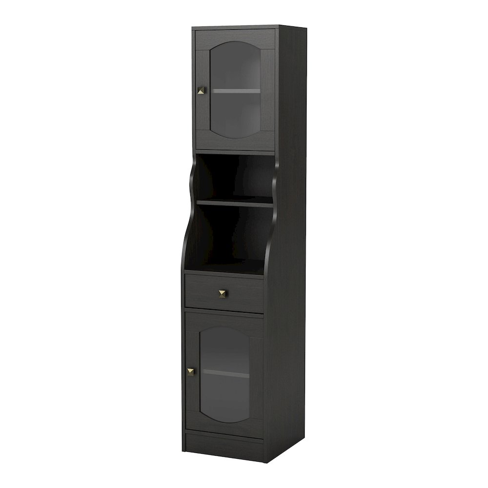 Elm Multi-Storage Wood Tower Cabinet in Espresso. Picture 1