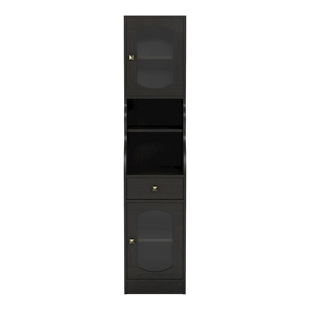 Elm Multi-Storage Wood Tower Cabinet in Espresso. Picture 2