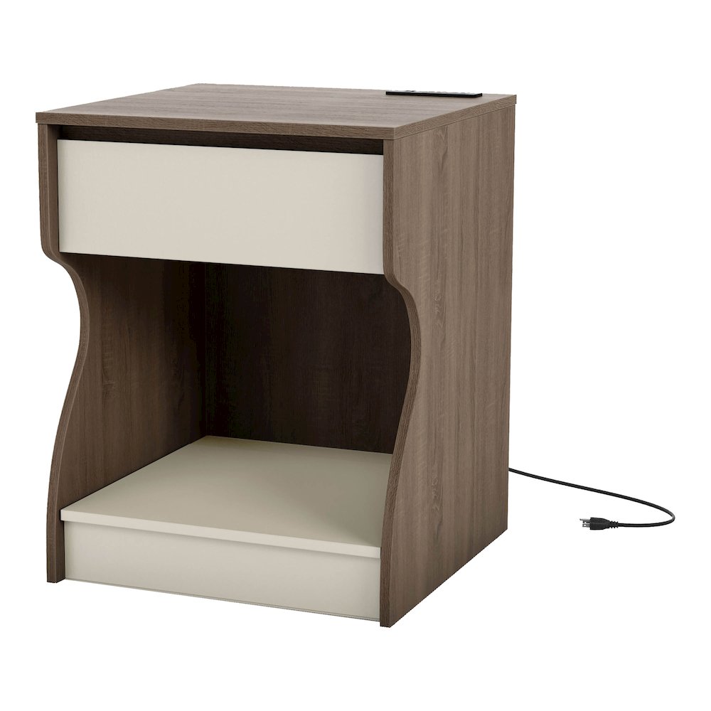 Carey Contemporary Wood Storage Nightstand with USB Ports. Picture 1