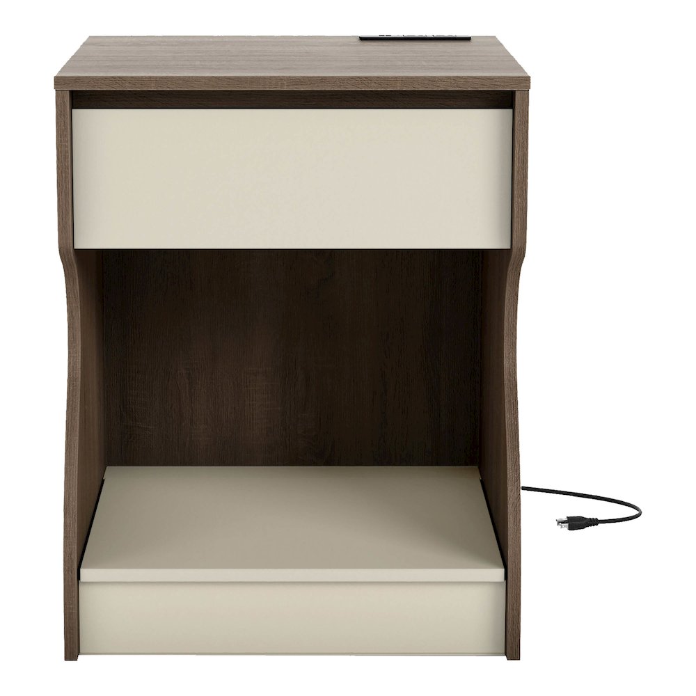 Carey Contemporary Wood Storage Nightstand with USB Ports. Picture 2