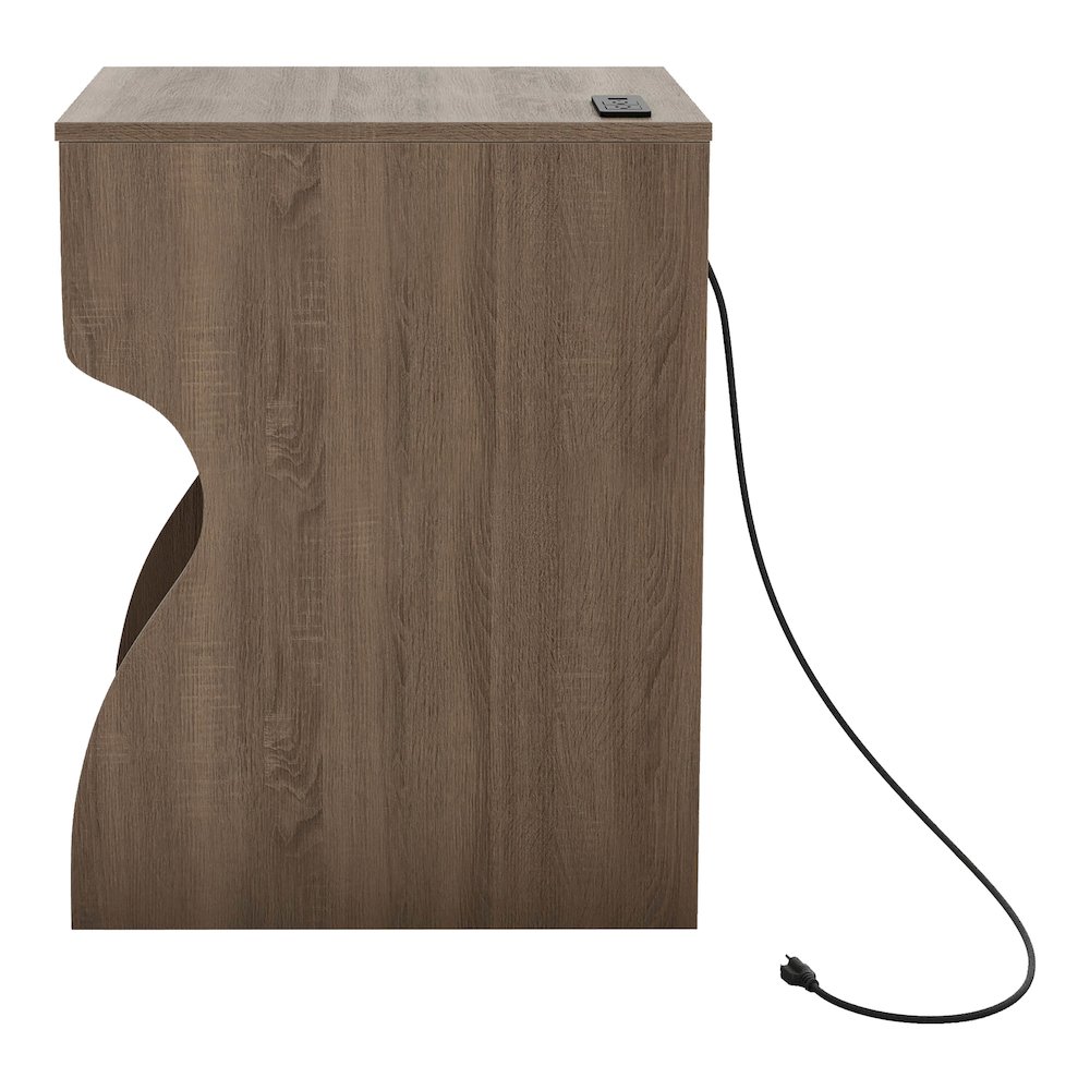 Carey Contemporary Wood Storage Nightstand with USB Ports. Picture 3
