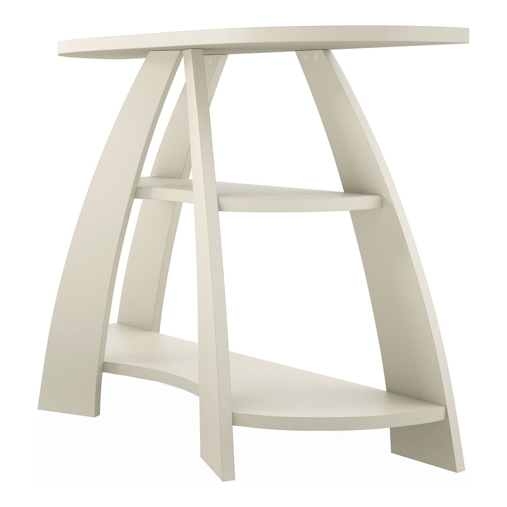 Bianca Contemporary Half Moon Wood Storage Console Table. Picture 2