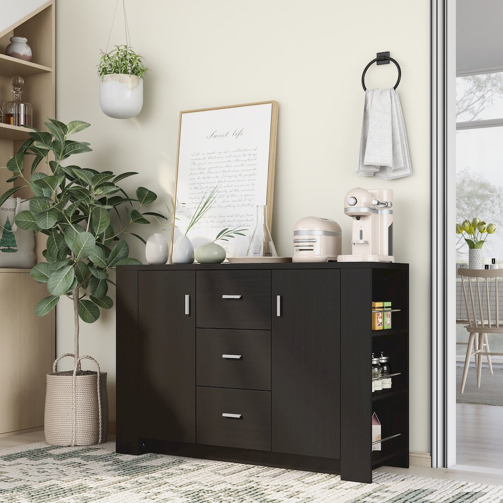 Nathan Modern Wood Multi-Storage Buffet in Cappuccino. Picture 4