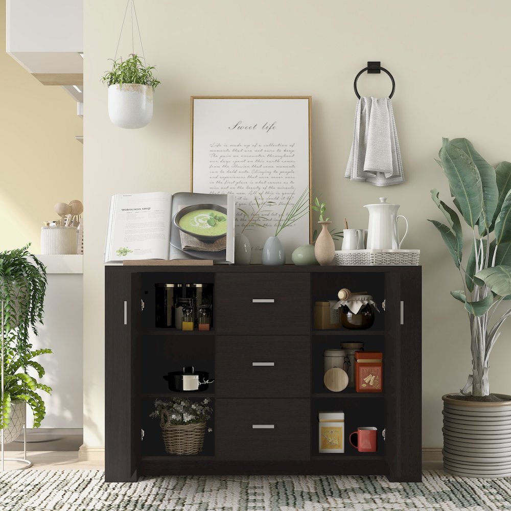 Nathan Modern Wood Multi-Storage Buffet in Cappuccino. Picture 5