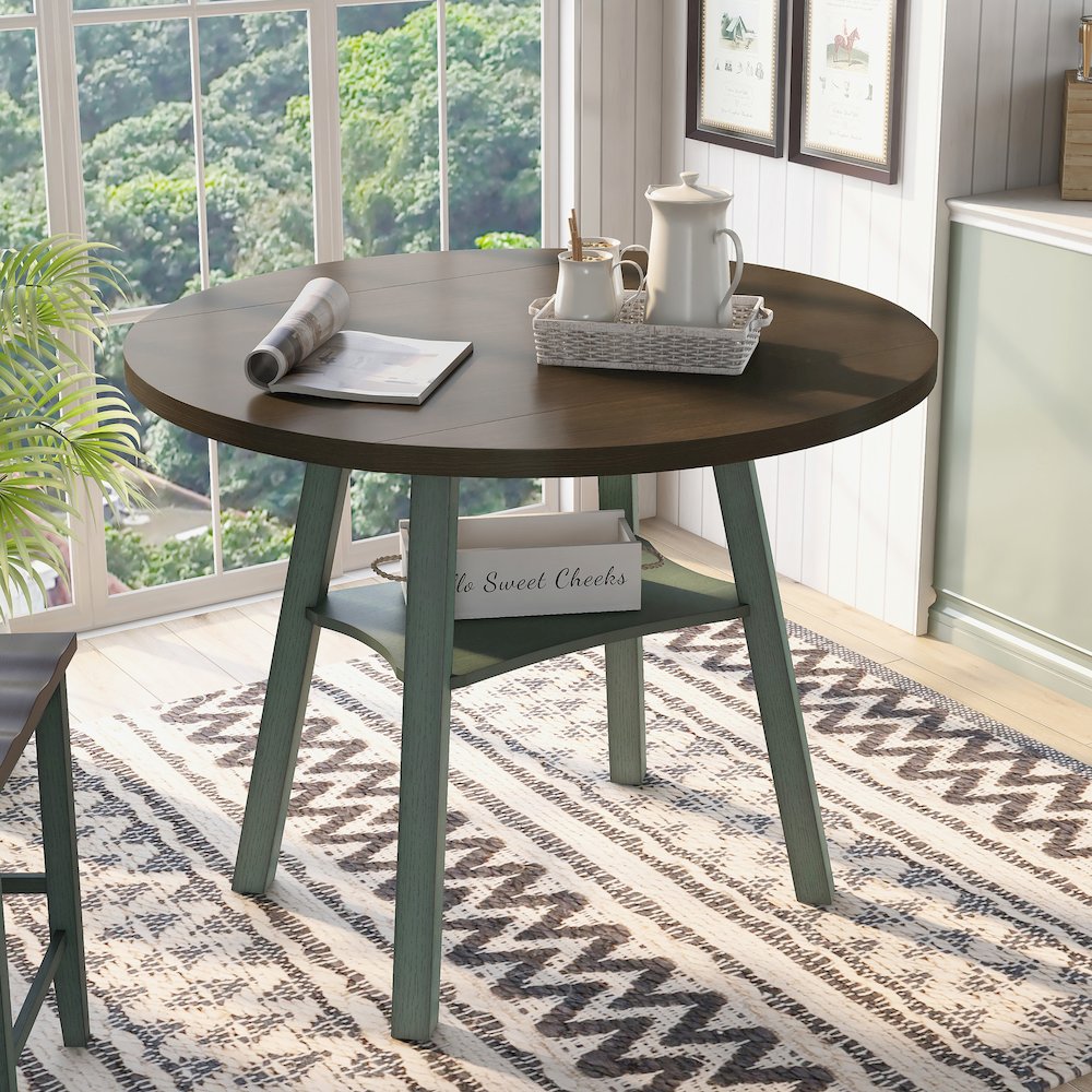 Elda Wood Drop-Leaf Counter Height Dining Table. Picture 3