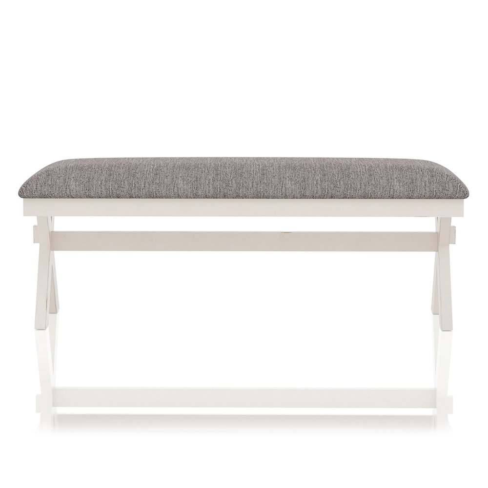 Egretta Fabric Padded Dining Bench in Gray. Picture 2