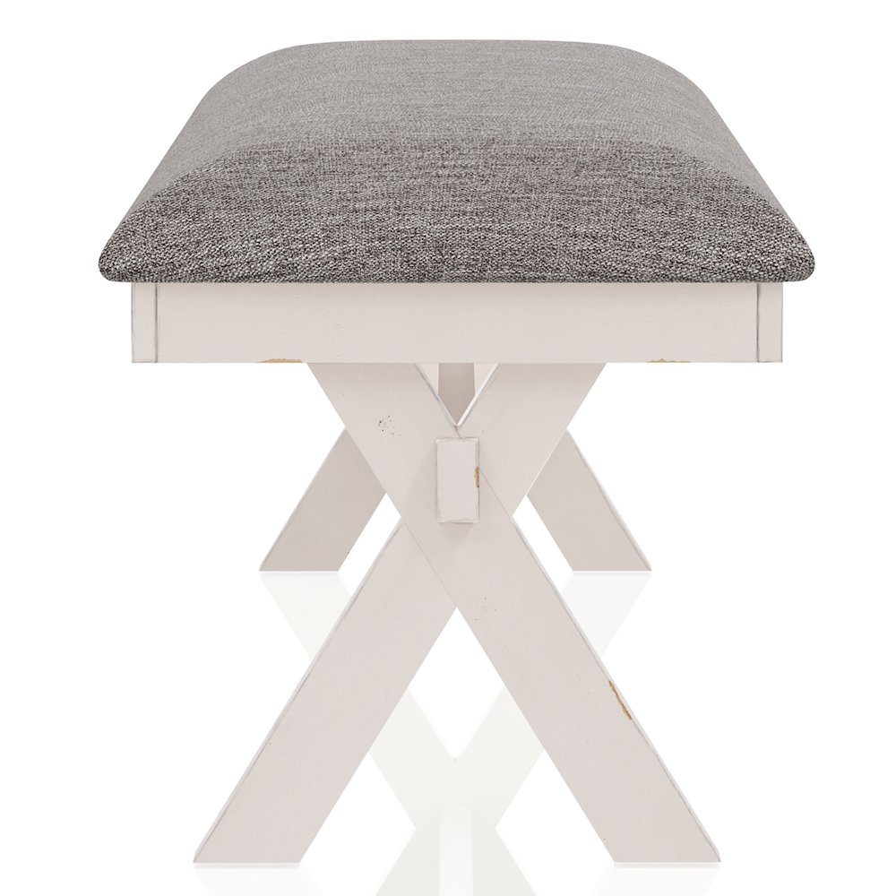 Egretta Fabric Padded Dining Bench in Gray. Picture 3