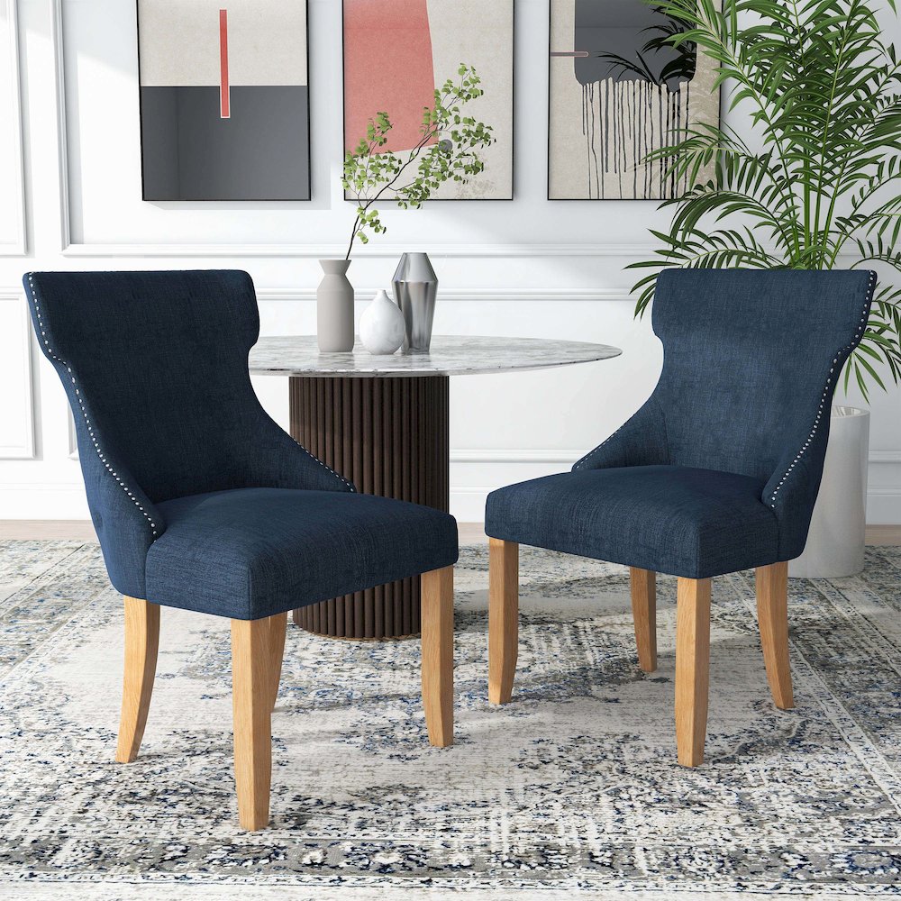 Glanz Linen Fabric Wing-Back Side Chair (Set of 2). Picture 4