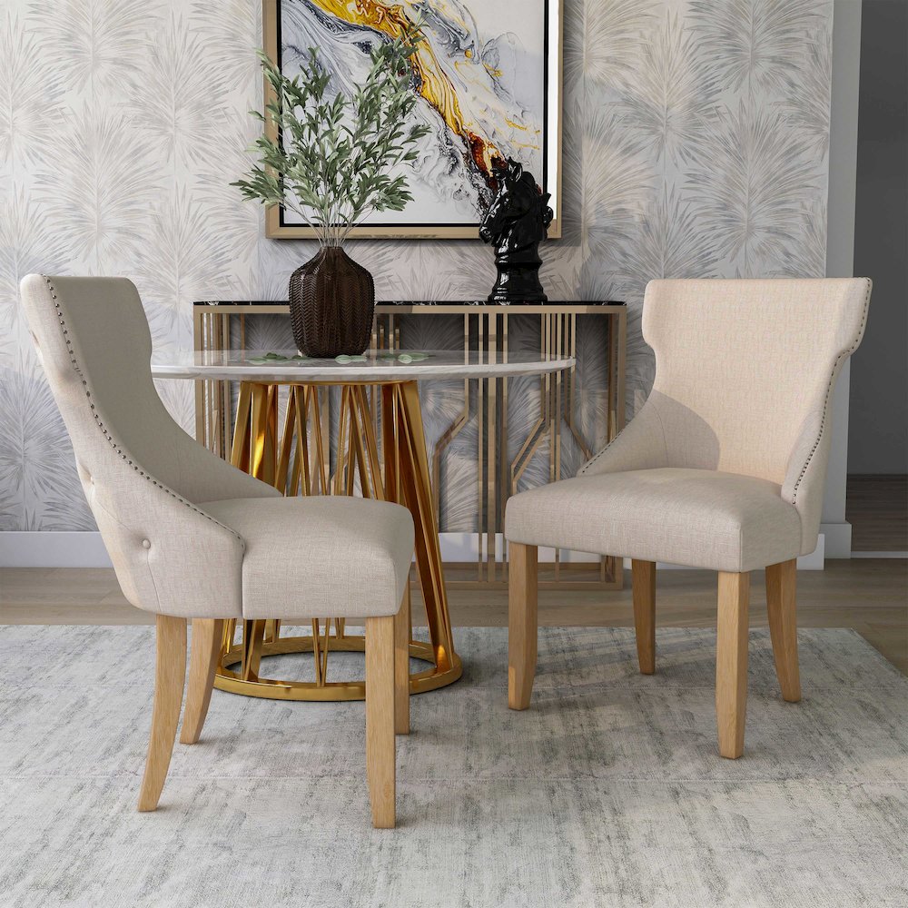 Glanz Linen Fabric Wing-Back Side Chair (Set of 2). Picture 4